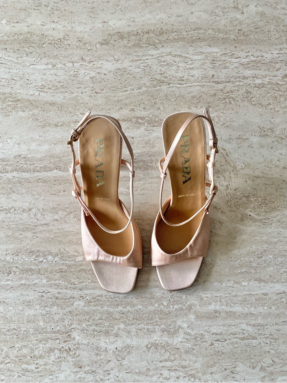 Vintage Prada Satin Knot Tie Slingback Sandal Heels
